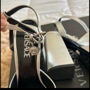 Versace Metallic Silver Platform Heels
